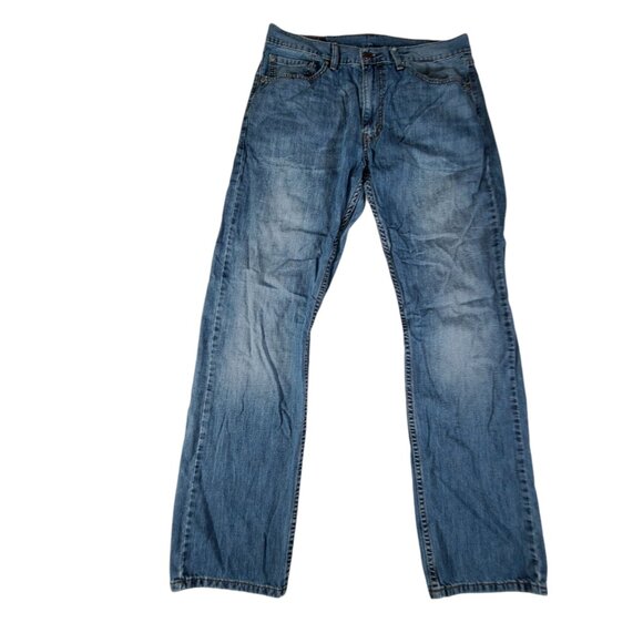 Levi's 505 Jeans Mens 33x32 (34x31) Regular Straight Leg Light Wash Distressed * - Picture 1 of 16